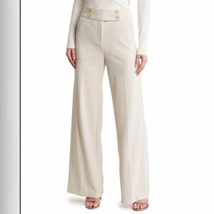 Calvin Klein Women's Tan Scuba Crepe Wide-Leg Pants Size 10P